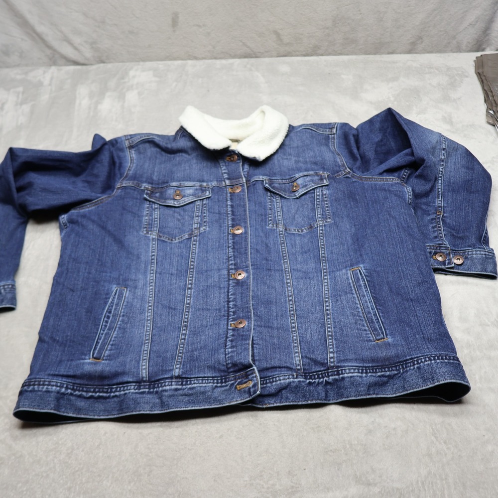 Duluth Trading Denim Jacket Womens XXL Blue Sherpa Lined Classic Work Rugged